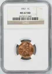 Collectors Corner 1957 1C MS67RD NGC 64201373