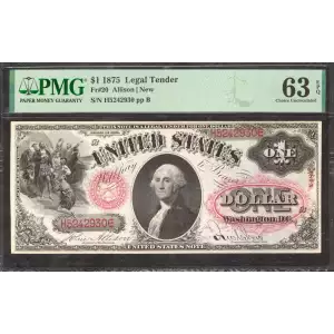 $1 1875 Small Red with ray Legal Tender Issues 20
