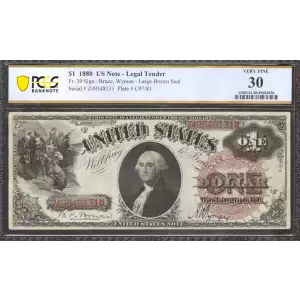 $1 1880 Large Brown; red serial numbers. Legal Tender Issues 30