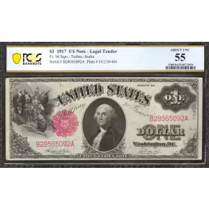 $1 1917 Small Red, scalloped Legal Tender Issues 36