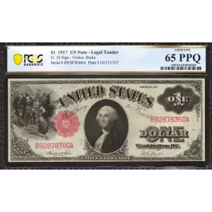 $1 1917 Small Red, scalloped Legal Tender Issues 36