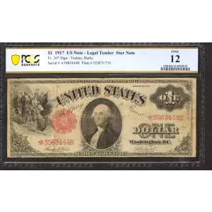 $1 1917 Small Red, scalloped Legal Tender Issues 36*