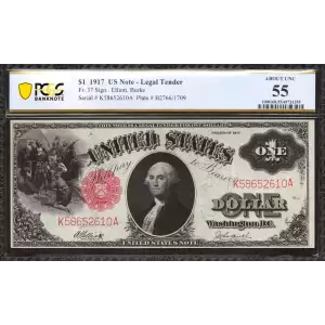 $1 1917 Small Red, scalloped Legal Tender Issues 37