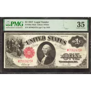 $1 1917 Small Red, scalloped Legal Tender Issues 38m