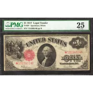 $1 1917 Small Red, scalloped Legal Tender Issues 39*
