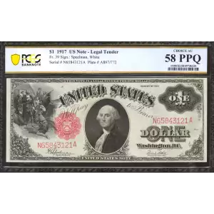 $1 1917 Small Red, scalloped Legal Tender Issues 39