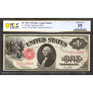 $1 1917 Small Red, scalloped Legal Tender Issues 39