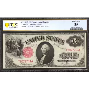 $1 1917 Small Red, scalloped Legal Tender Issues 39