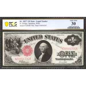 $1 1917 Small Red, scalloped Legal Tender Issues 39