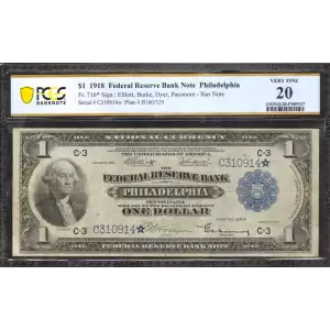 $1 1918  Federal Reserve Bank Notes 716*
