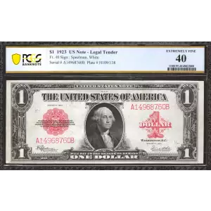 $1 1923 Small Red, scalloped Legal Tender Issues 40