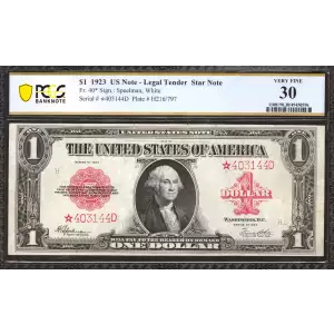 $1 1923 Small Red, scalloped Legal Tender Issues 40*