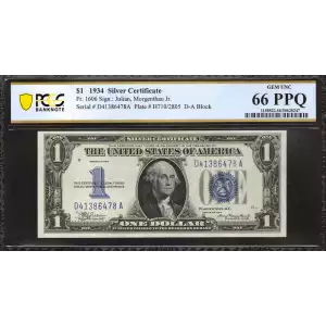 $1 1934 blue seal. Small Silver Certificates 1606