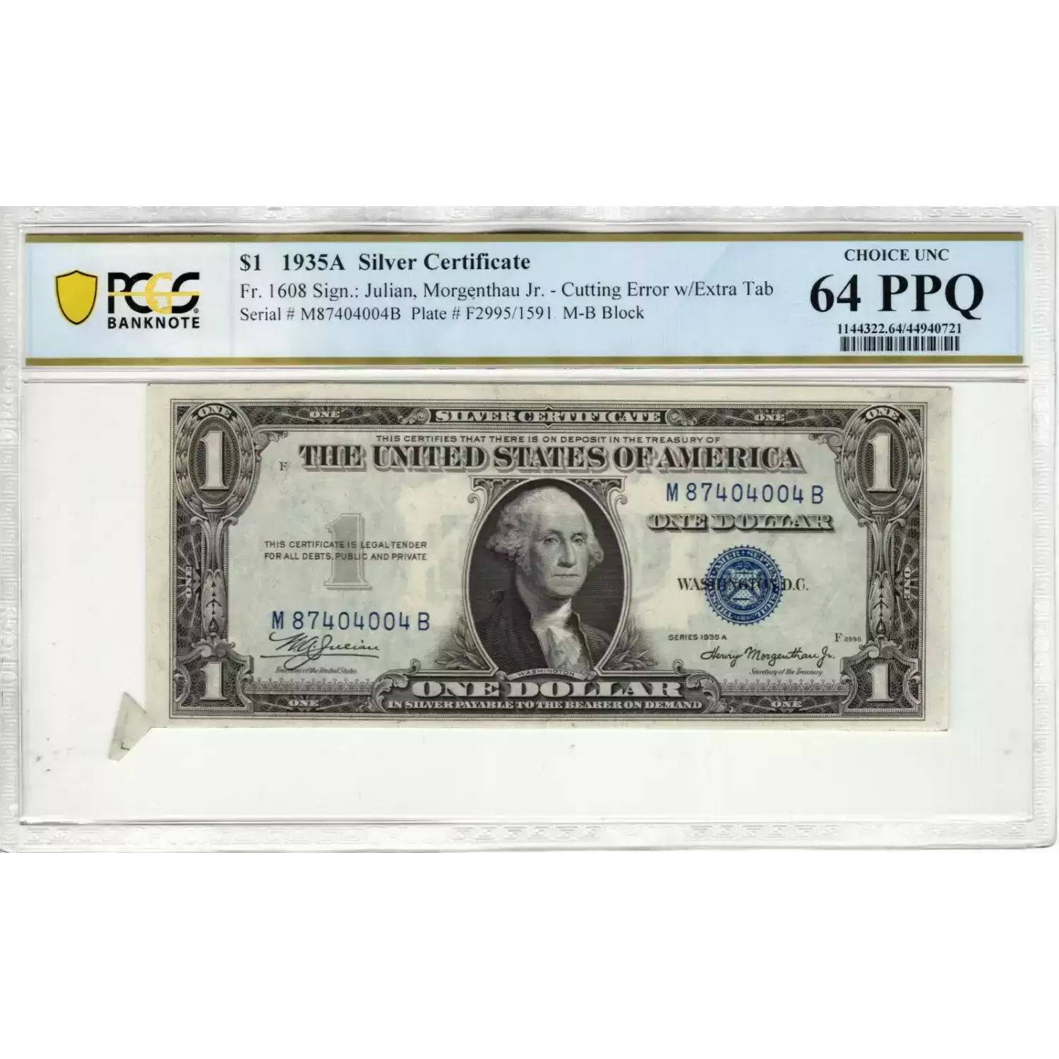 $1 1935-A blue seal. Small Silver Certificates 1608