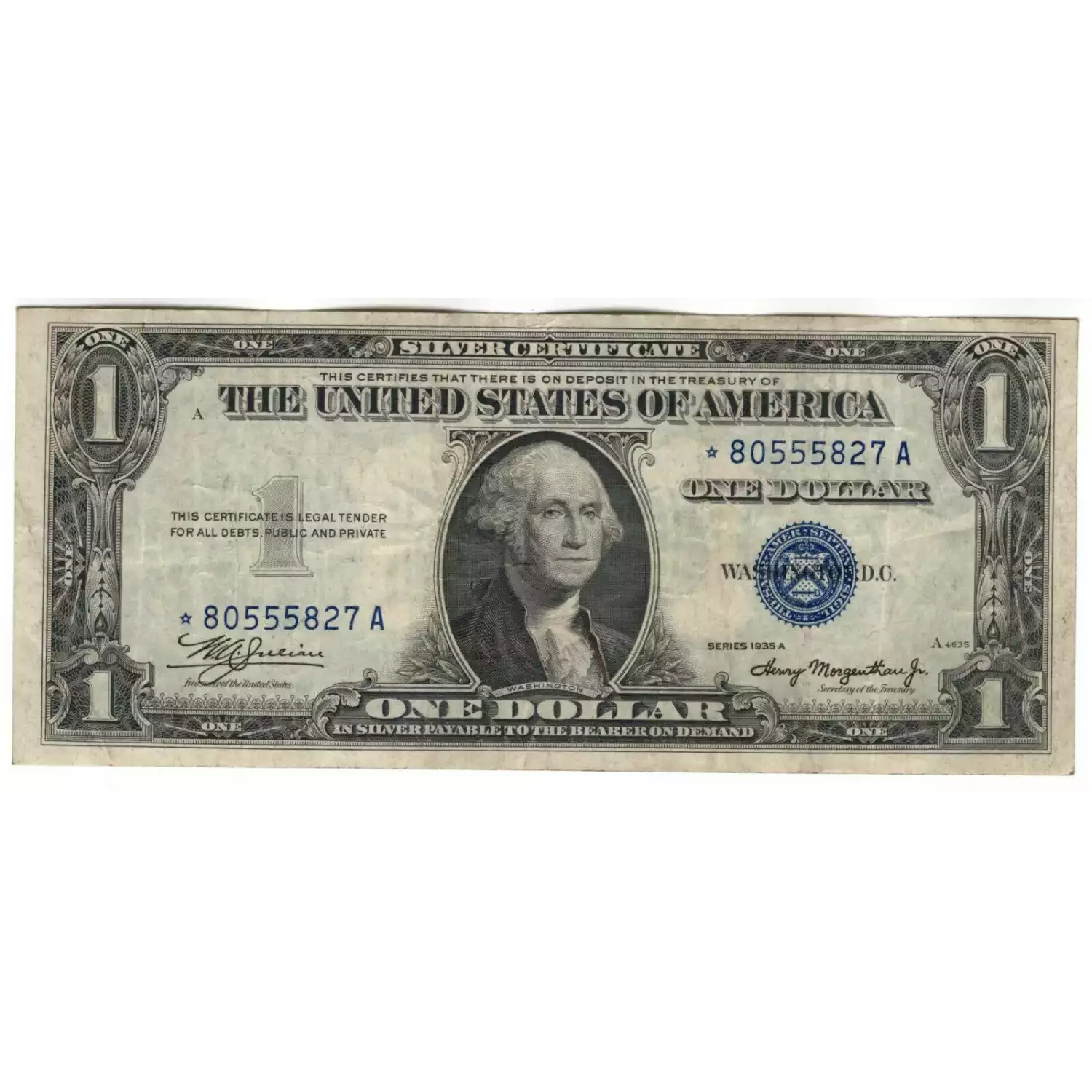 $1 1935-A blue seal. Small Silver Certificates 1608*