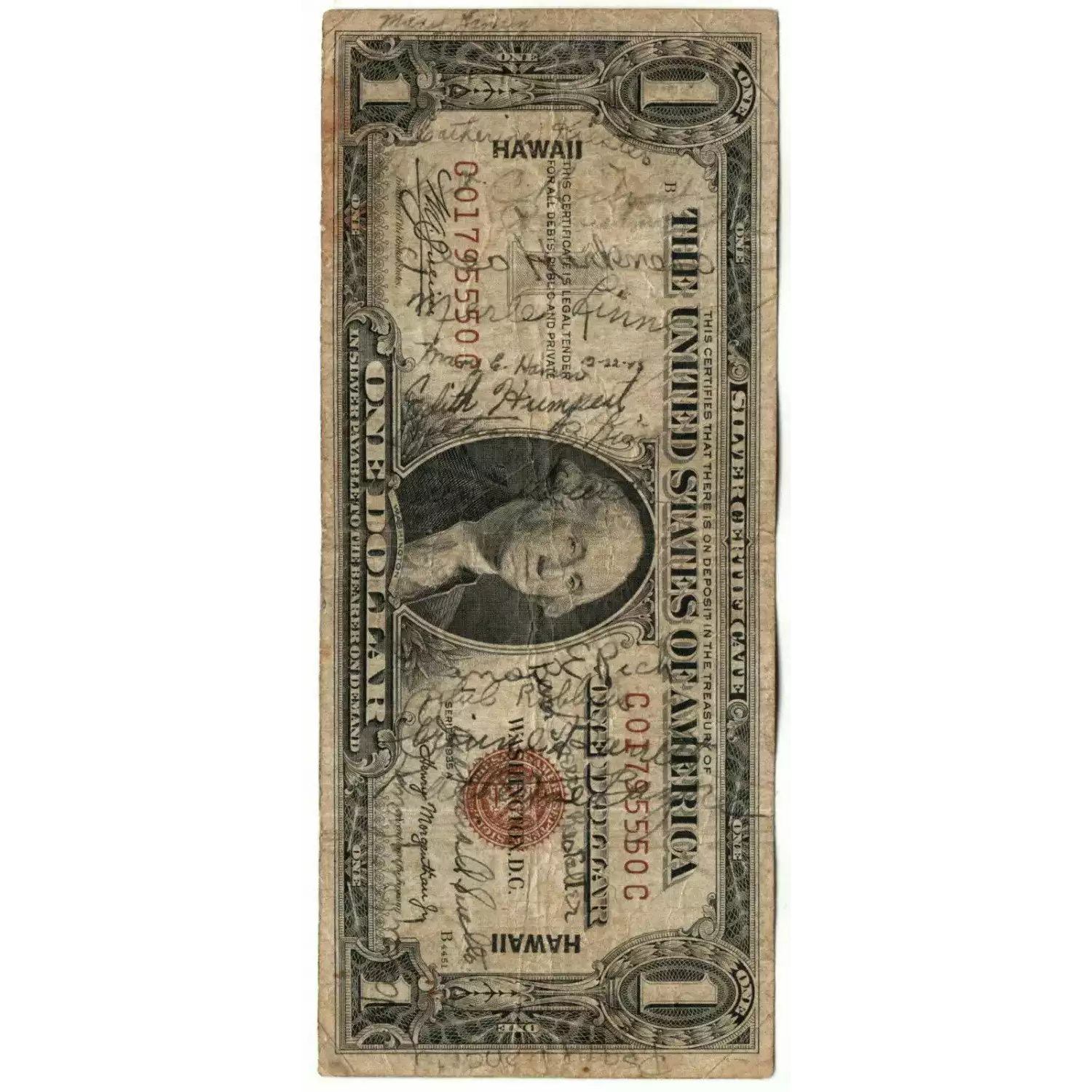 $1 1935-A blue seal. Small Silver Certificates 1608