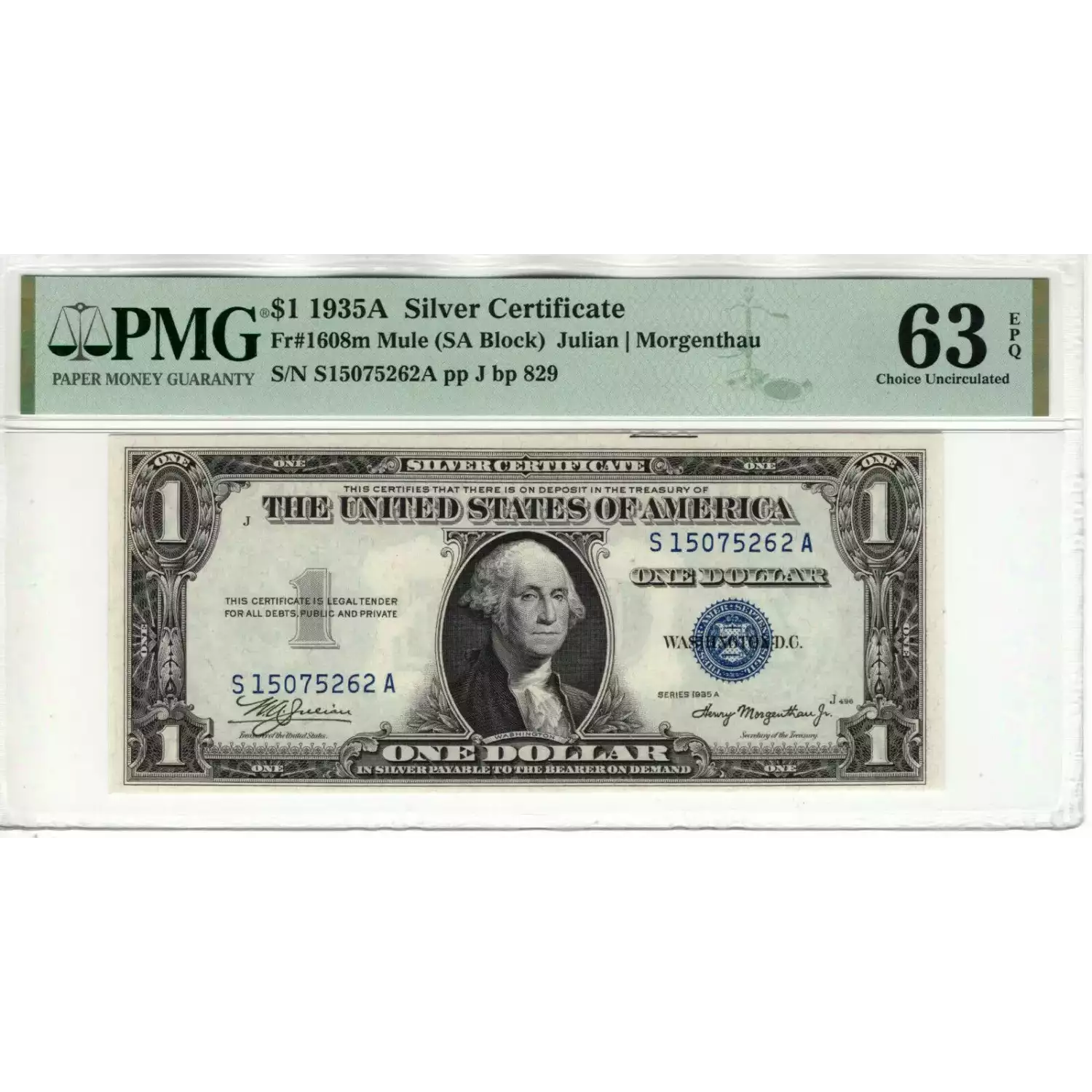 $1 1935-A blue seal. Small Silver Certificates 1608m
