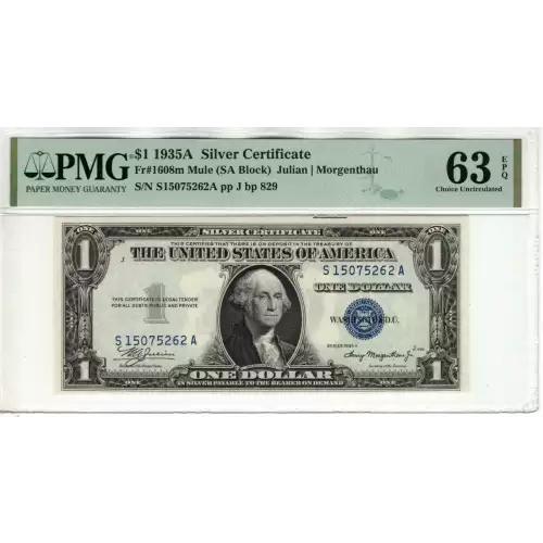 $1 1935-A blue seal. Small Silver Certificates 1608m