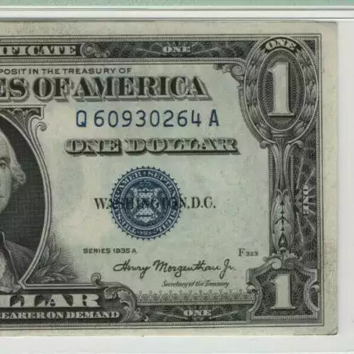 $1 1935-A blue seal. Small Silver Certificates 1608m (3)