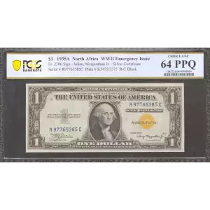 $1 1935-A yellow seal Emergency Notes Issued During WW2 2306