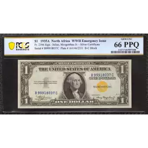 $1 1935-A yellow seal Emergency Notes Issued During WW2 2306