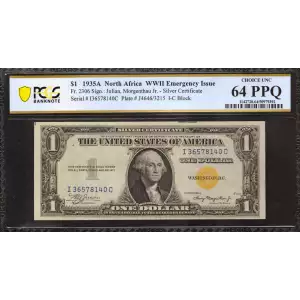 $1 1935-A yellow seal Emergency Notes Issued During WW2 2306