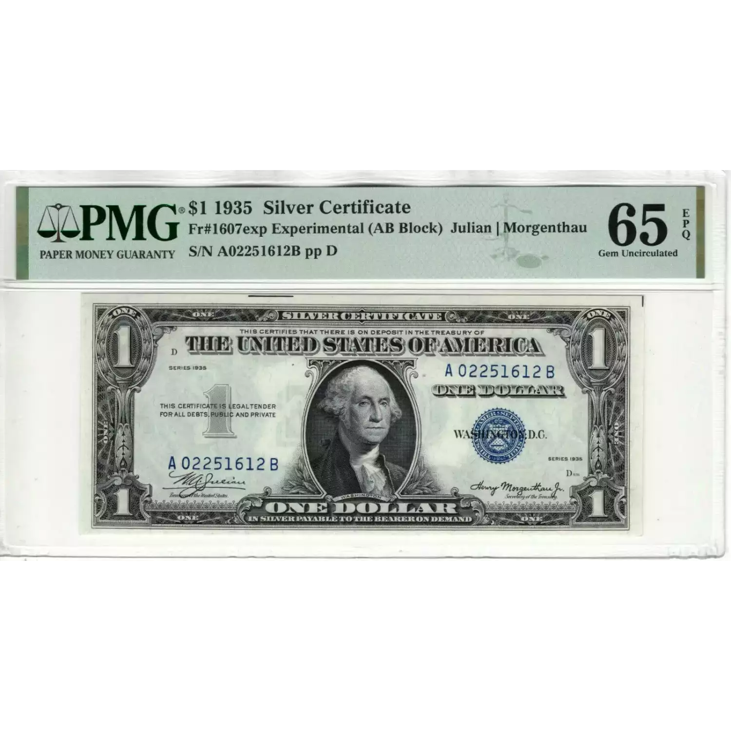 $1 1935 blue seal. Small Silver Certificates 1607