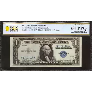 $1 1935 blue seal. Small Silver Certificates 1607