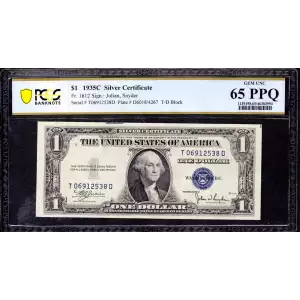 $1 1935-C blue seal. Small Silver Certificates 1612
