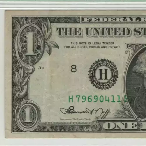 $1 1974 Green seal. Small Size $1 Federal Reserve Notes 1908-H (3)