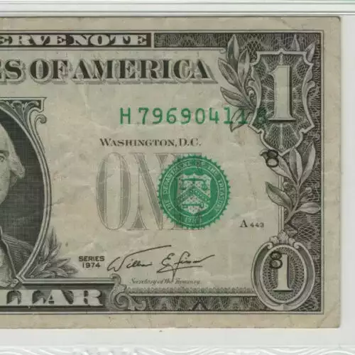$1 1974 Green seal. Small Size $1 Federal Reserve Notes 1908-H (4)