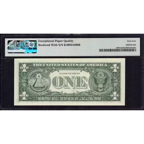 $1 1977 Green seal. Small Size $1 Federal Reserve Notes 1909-K (8)