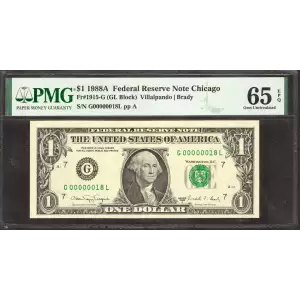 $1 1988-A. Green seal. Small Size $1 Federal Reserve Notes 1915-G