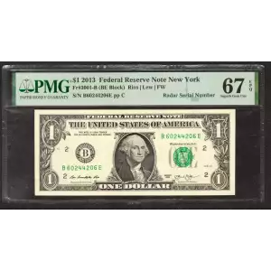 $1 2013 Green seal. Small Size $1 Federal Reserve Notes 3001-B