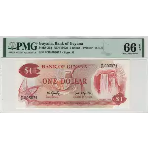 1 Dollar ND (1966-92), 1966 ND Issue a. Signature 1; 2 Guyana 21