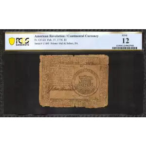 $1 February 17, 1776  CONTINENTAL CURRENCY CC-23