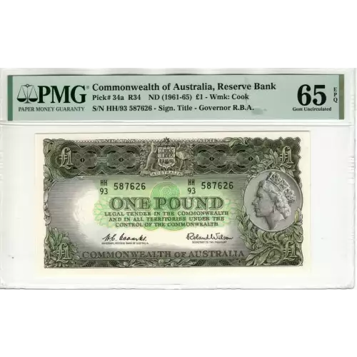 1 Pound ND (1961-65), 1960-1961 ND Issue a. Issued note Australia 34