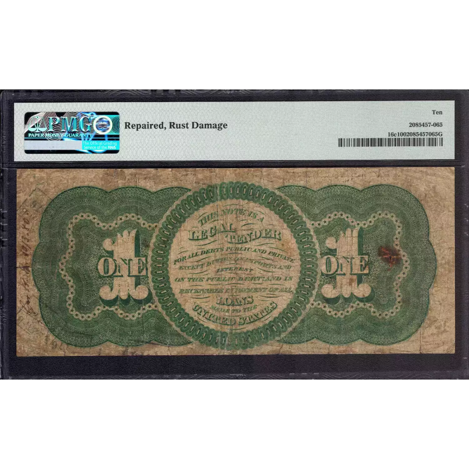 $1 Series 235-284 at right No ABNCo monogram. No green patent date Type 2; Red Seal Legal Tender Issues 16c (2)