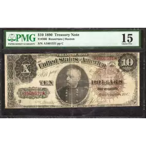 $10 1890 Large Brown Treasury or Coin Notes 366