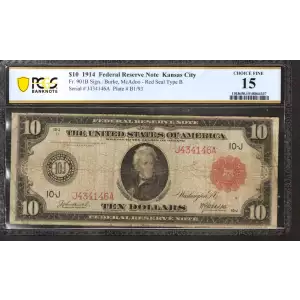 $10 1914 Red Seal Federal Reserve Notes 901B