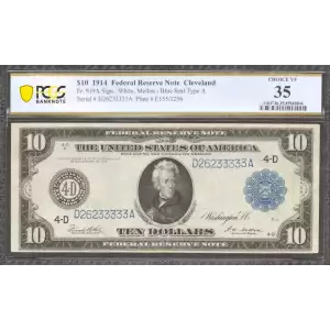 $10 1914 Red Seal Federal Reserve Notes 919A