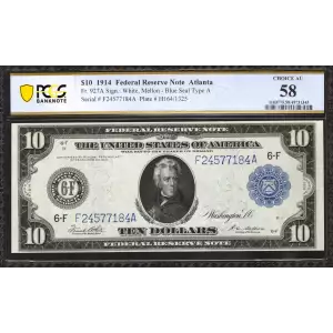 $10 1914 Red Seal Federal Reserve Notes 927A