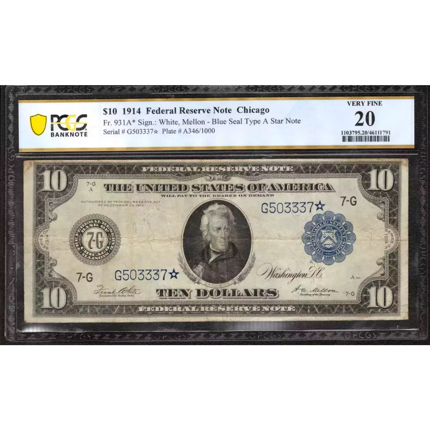 $10 1914 Red Seal Federal Reserve Notes 931A*