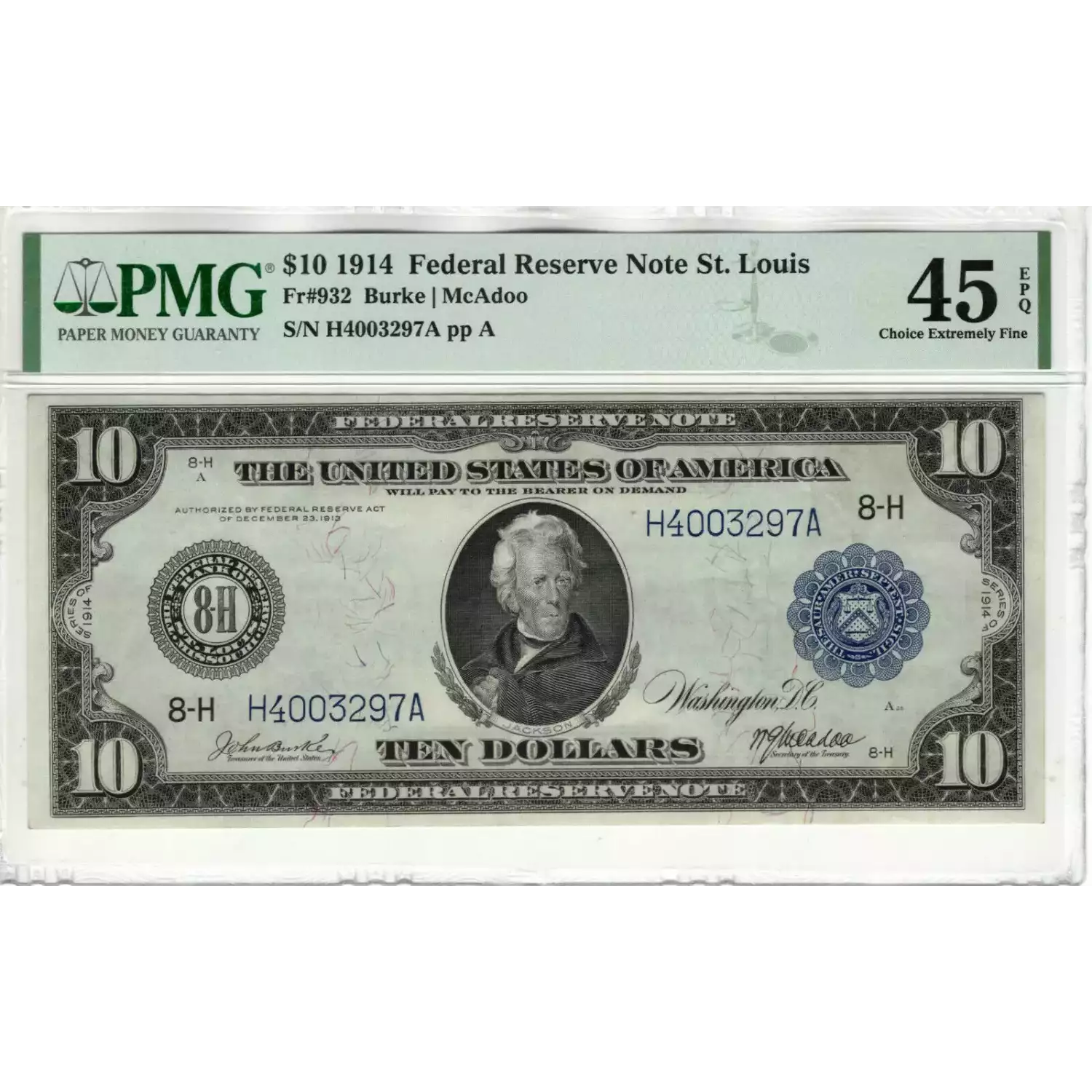 $10 1914 Red Seal Federal Reserve Notes 932