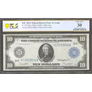 $10 1914 Red Seal Federal Reserve Notes 935