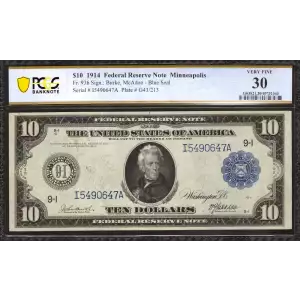 $10 1914 Red Seal Federal Reserve Notes 936