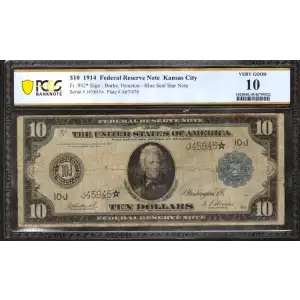 $10 1914 Red Seal Federal Reserve Notes 942*