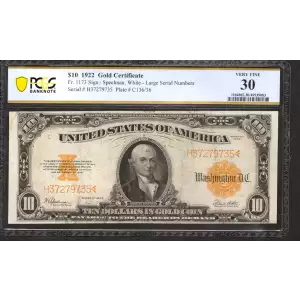 $10 1922 Gold Gold Certificates 1173