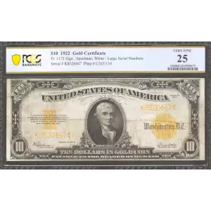 $10 1922 Gold Gold Certificates 1173