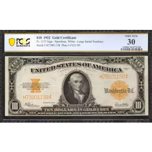 $10 1922 Gold Gold Certificates 1173